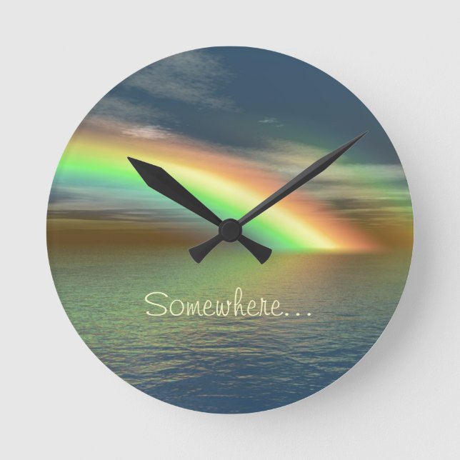 Relógio Redondo Sobre o arco-íris (Frente)