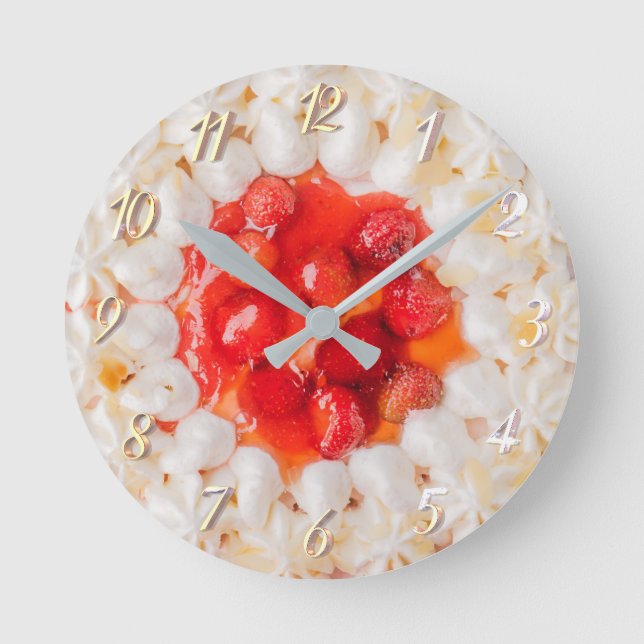 Relógio Redondo Sobremesa de pré-bolo de morango (Frente)