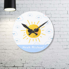 Relógio Redondo Sol e Nuvem Bonitos Personalizados