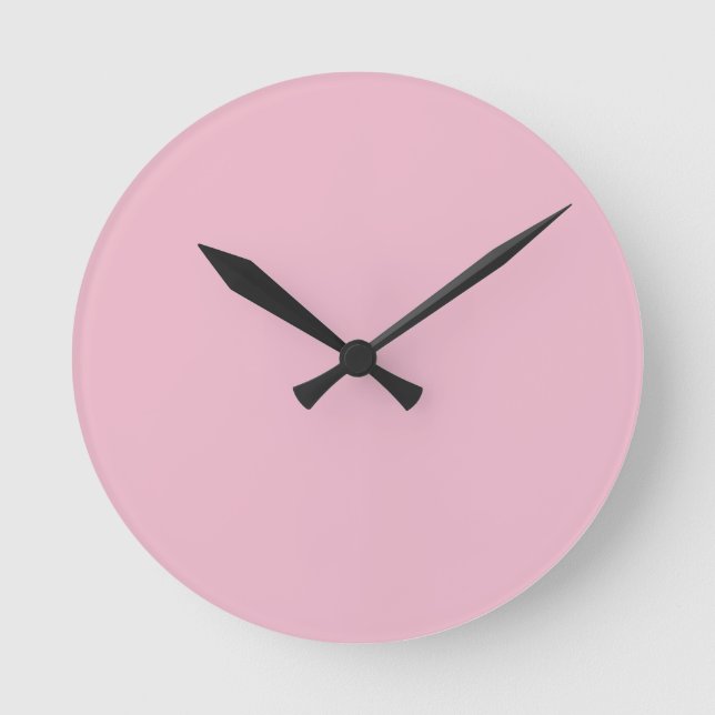 Relógio Redondo Solid Soft Blush Pink Wall Clock (Frente)