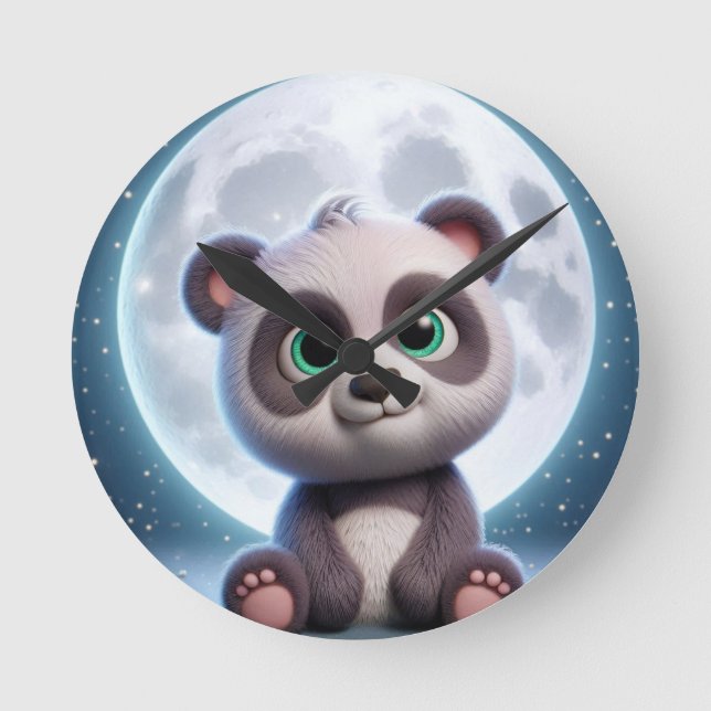 Relógio Redondo Sonhos Moonlit Panda (Frente)