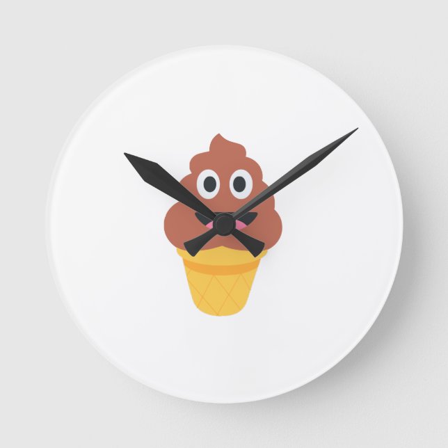Relógio Redondo sorvete cone poo emoji (Frente)