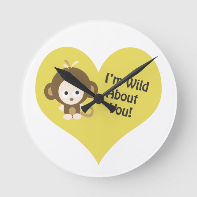 Relógio Redondo Sou selvagem sobre você, macaco (Frente)
