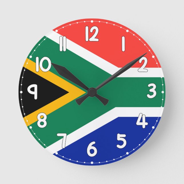 Relógio Redondo South Africa Flag Wall Clock -  (Frente)