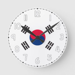 Relógio Redondo South Korea Flag Wall Clock - South Korea flag