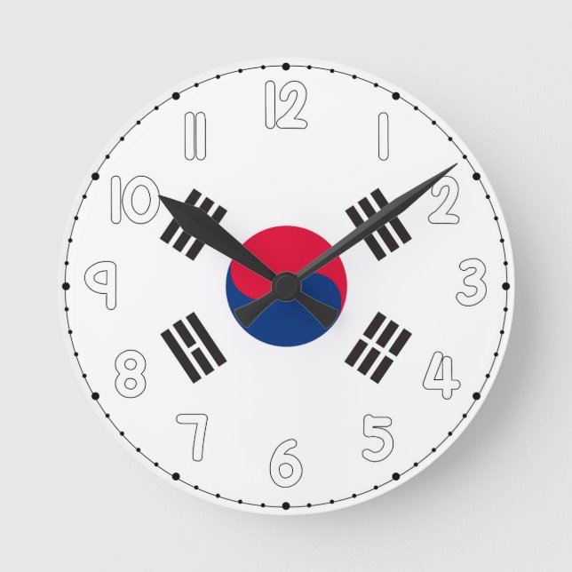 Relógio Redondo South Korea Flag Wall Clock - South Korea flag (Frente)