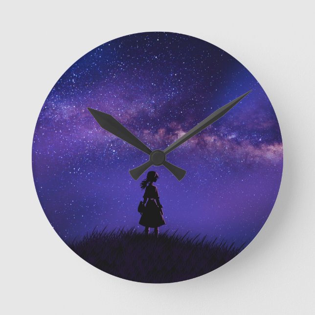 Relógio Redondo Sozinha e Starry Night (Frente)