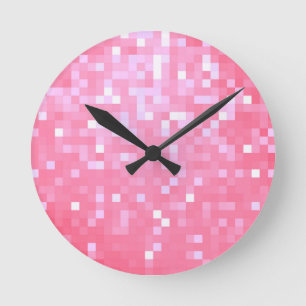 Relógio Redondo Sparkle Pixel Rosa