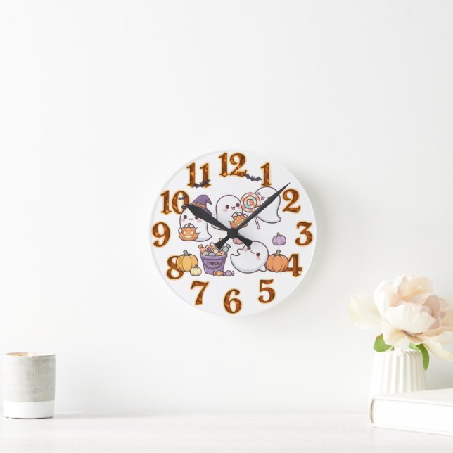 Relógio Redondo "Spook-tacularly Cute Chibi Ghosts!" (Lar)