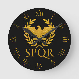 Relógio Redondo SPQR Roman Eagle Emblem – Golden Aquila & Laurel