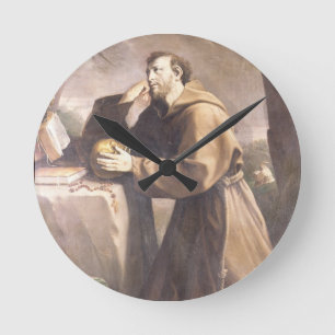 Relógio Redondo St Francis de Assisi na oração