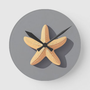 Relógio Redondo Starfish com fundo de Cinza