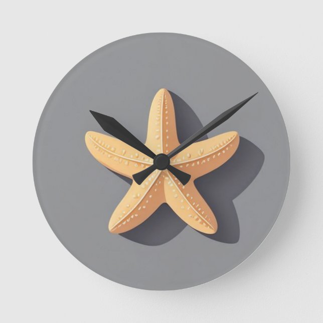 Relógio Redondo Starfish com fundo de Cinza (Frente)
