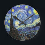 Relógio Redondo Starry Night Por Vincent Van Gogh 1889<br><div class="desc">Tanto quanto sei,  estas imagens estão em dominio público e acreditam ser livres de usar sem restrições nos EUA. Por favor,  entre em contato comigo se você descobrir que qualquer uma dessas imagens não está no Dominio público.</div>