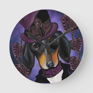 RELÓGIO REDONDO STEAMPUNK DACHSHUND