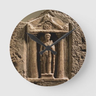 Relógio Redondo Stele votiva do mármore e do arenito com figu