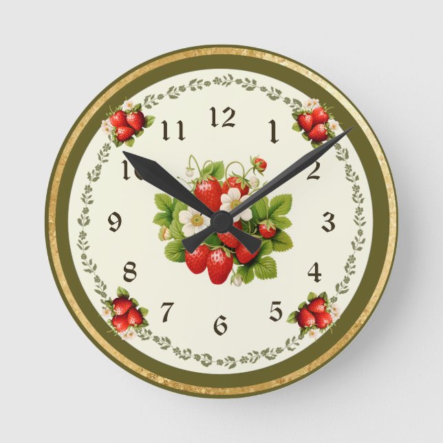 Relógio Redondo Strawberry Clock Loden Green Bavarian (Frente)
