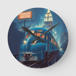 Relógio Redondo Streamline Moderne Vintage New York Express