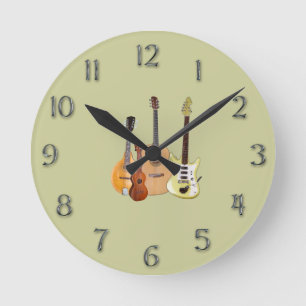 Relógio Redondo Strings-Musical Instruments/faux metal numerals