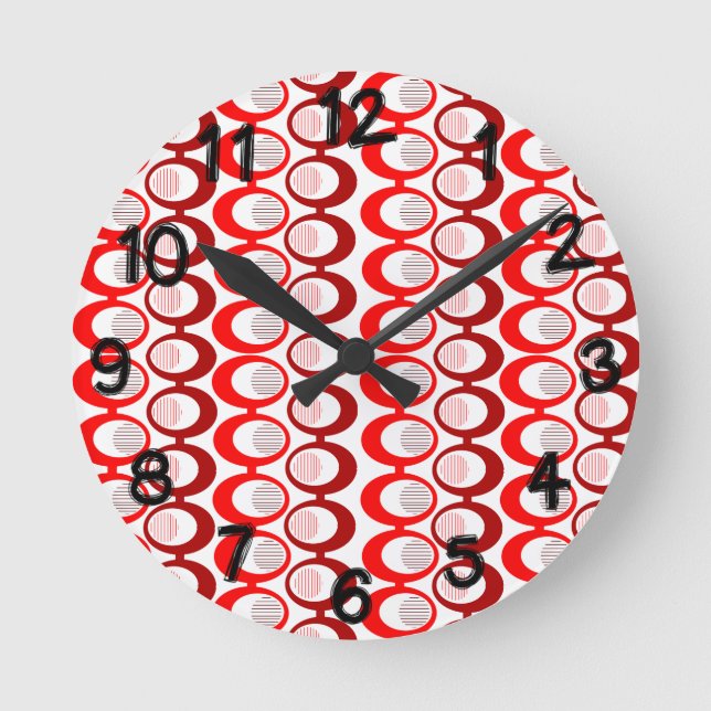 Relógio Redondo Strings Oval Vermelhas  (Frente)