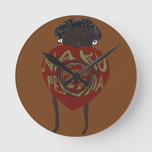 Relógio Redondo Suaíli A de Hakuna Matata eu te amo Nakupenda (Frente)