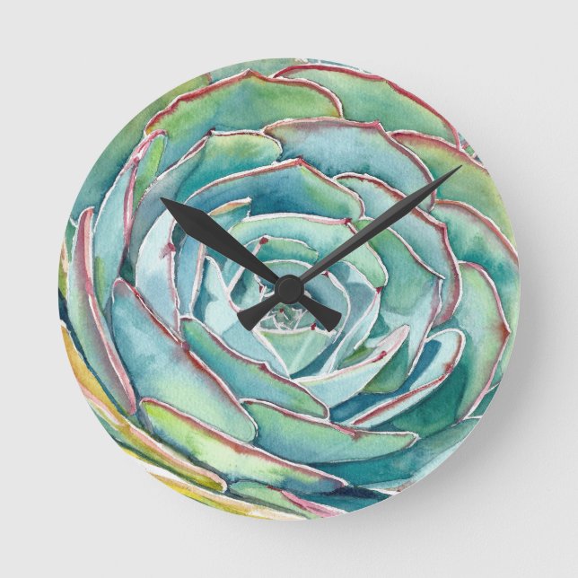 Relógio Redondo Succulent Echeveria Wall Clock (Frente)