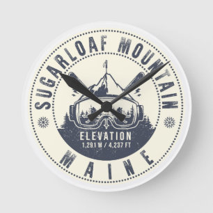 Relógio Redondo Sugarloaf Maine Mountain Ski Souvenir