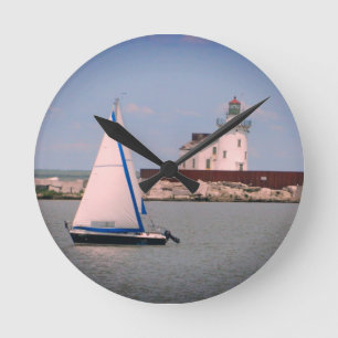 Relógio Redondo Summer Sailboat Clock