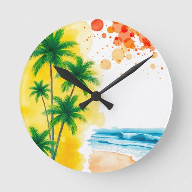 Relógio Redondo “Summer Time” beach design (Frente)