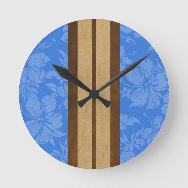 Relógio Redondo Sunset Beach Surfboard Hawaiai Wall Clocks (Frente)