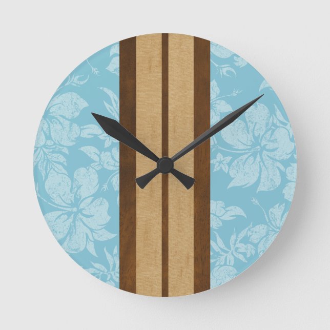 Relógio Redondo Sunset Beach Surfboard Hawaiai Wall Clocks (Frente)