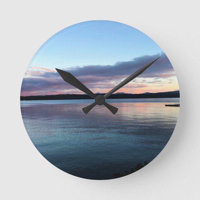 Relógio Redondo Sunset no lago Crescent, OR (Frente)