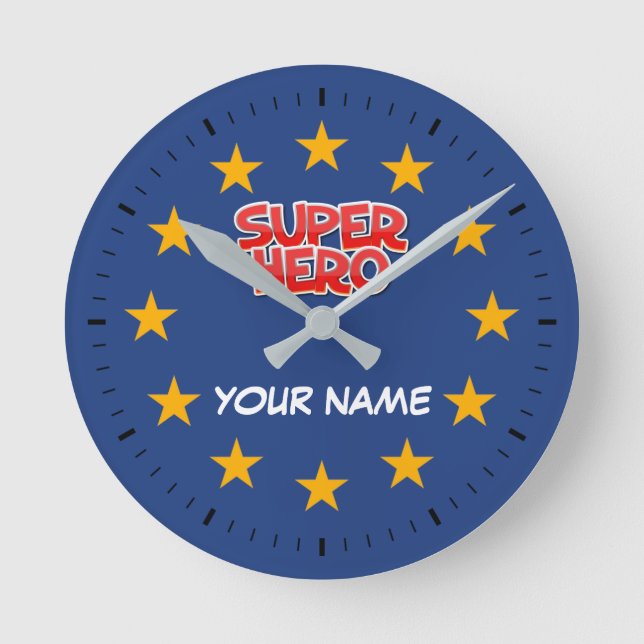 Relógio Redondo Super-herói personalizável (Frente)