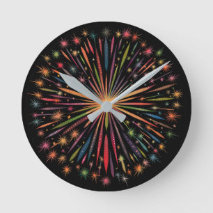 Relógio Redondo Supernova - Estrelas do Arco-Íris Galáxias Preto R