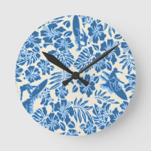 Relógio Redondo Surf Pareau Hawaiian Wall Clocks