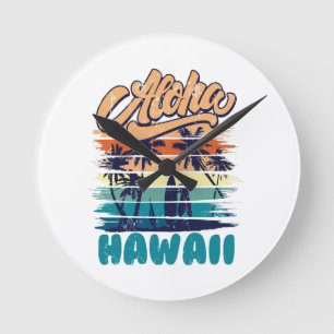 Relógio Redondo Surfe - Aloha Havaí