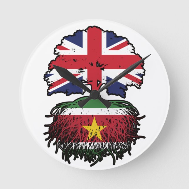 Relógio Redondo Suriname Surinamese British Tree Roots Flag (Frente)
