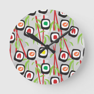 Relógio Redondo Sushi Pattern