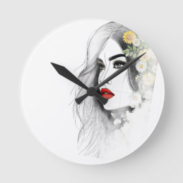 Relógio Redondo Sussurros da Natureza - Beleza Feminina em Bloom