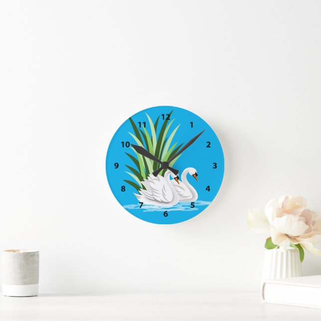 Relógio Redondo Swan Branco Em Blocos De Água (Lar)