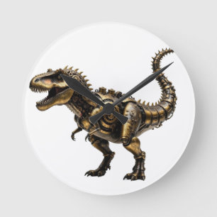 Relógio Redondo T-Rex Mech Steampunk – Fera Dino de Latão