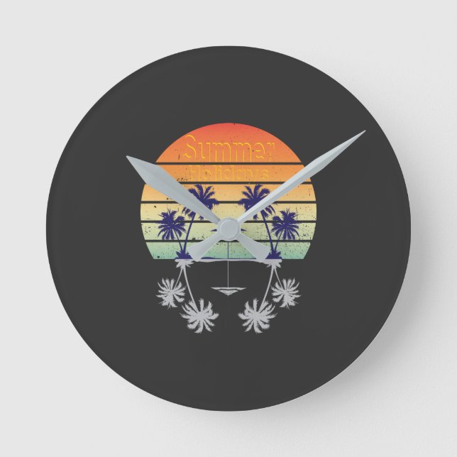 Relógio Redondo T-Shirt de férias de Verão (Frente)