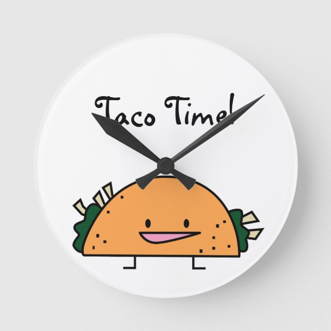 Relógio Redondo Taco Time Kitchen Wall Clock (Frente)