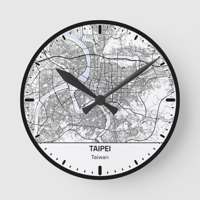 Relógio Redondo Taipei Clock City Line Art (Frente)