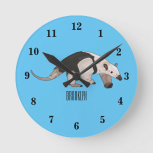 Relógio Redondo Tamandua ilustração de desenho animado