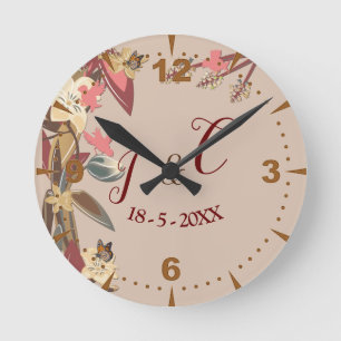 Relógio Redondo Tan - Marsala Wine & twist. of Hues of Pink Clock