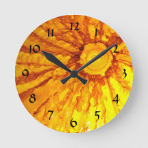 Tangerine Sun Wall Clock - Com Números