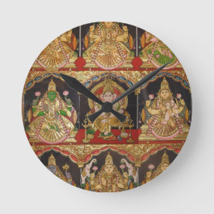 RELÓGIO REDONDO TANJORE PINTANDO ASHTALAKSHMI SUL ÍNDIA