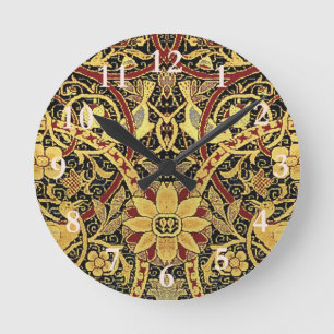 Relógio Redondo Tapeçaria Faux William Morris Bullerswood