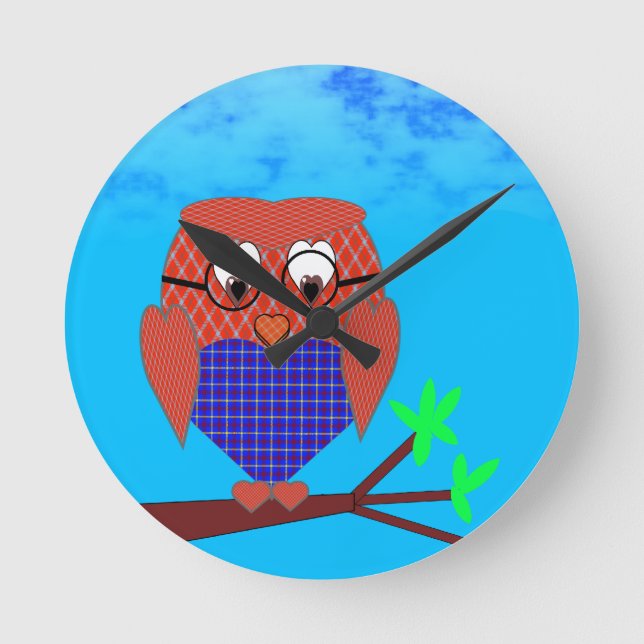 Relógio Redondo Tartan e Coração (Frente)